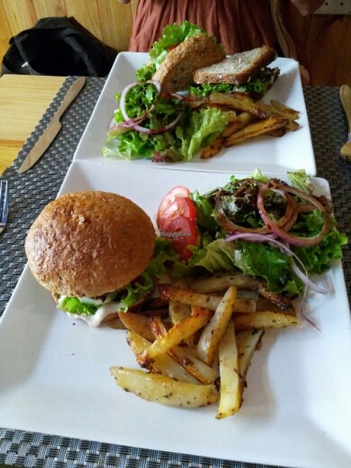 Vegan burger at Jalus Vegan Kitchen in Hanoi