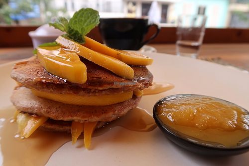 Mango Pancakes at Jalus Vegan Kitchen in Hanoi