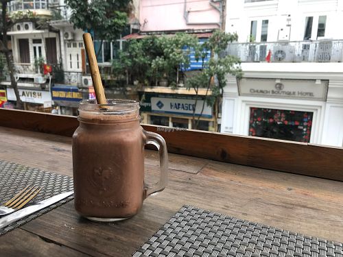 delicious energy buster with reusable straw! at Jalus Vegan Kitchen in Hanoi