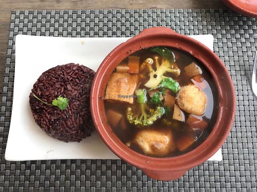 braised tofu and black rice, yummoooo at Jalus Vegan Kitchen in Hanoi
