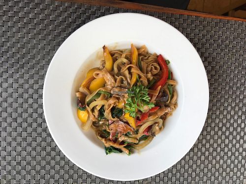 spinach pastaaaaaq at Jalus Vegan Kitchen in Hanoi