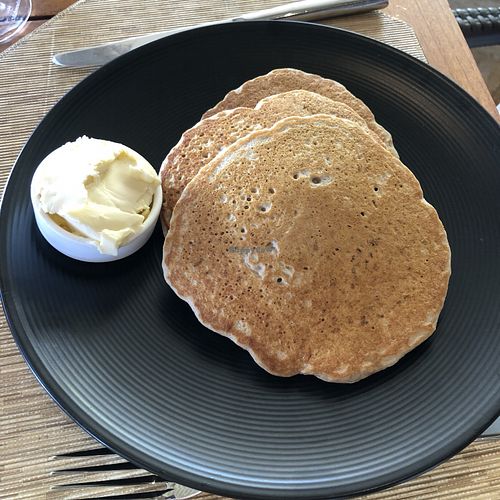 Vegan pancakes with a vegan butter at Duo - Four Seasons Resort in Wailea