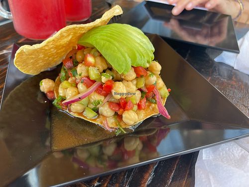 Chickpea cerviche Tostada at Tury's in Tijuana