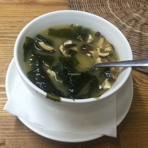 miso soup with shiitake mushrooms  at Slivka in Sochi