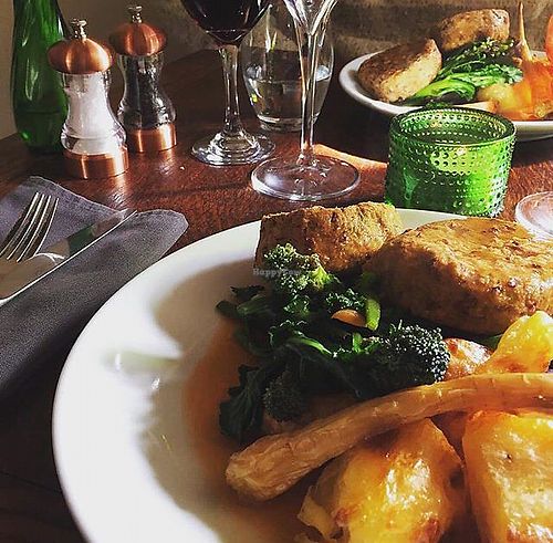 vegan Sunday roast  at The Royal Oak in Tetbury