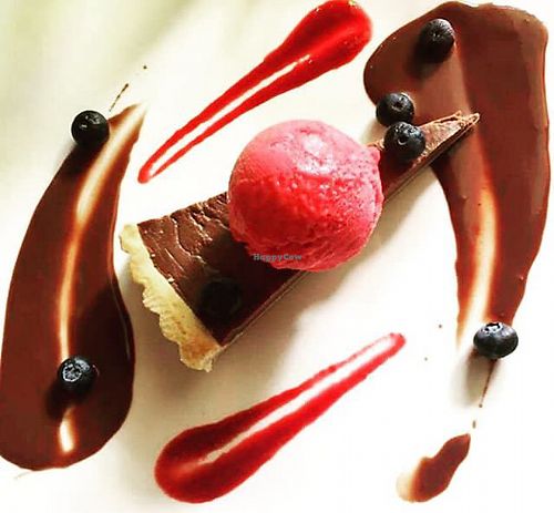 vegan chocolate torte  at The Royal Oak in Tetbury