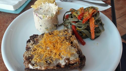Trio of dishes  at El Veganito del Charco in Lanzarote