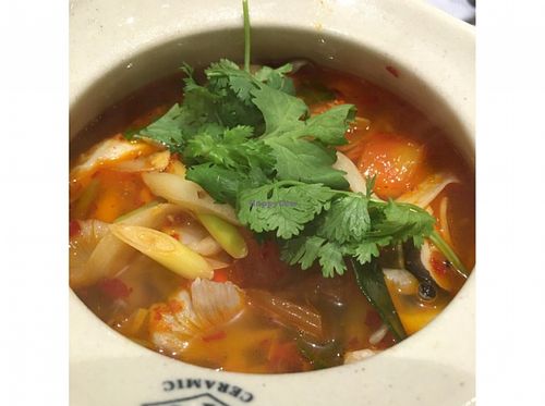 Claypot Tom Yam Soup at Pepper Jade Thai Vegetarian Cuisine in Central Singapore
