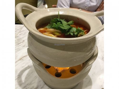 Claypot Tom Yam Soup at Pepper Jade Thai Vegetarian Cuisine in Central Singapore