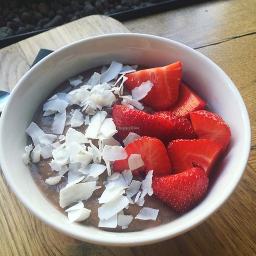 chocolate and millet smoothie bowl at Wesola Cafe in Krakow