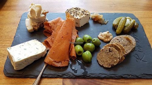 Charcuterie platter with their homemade cheese at Riverdel in Brooklyn