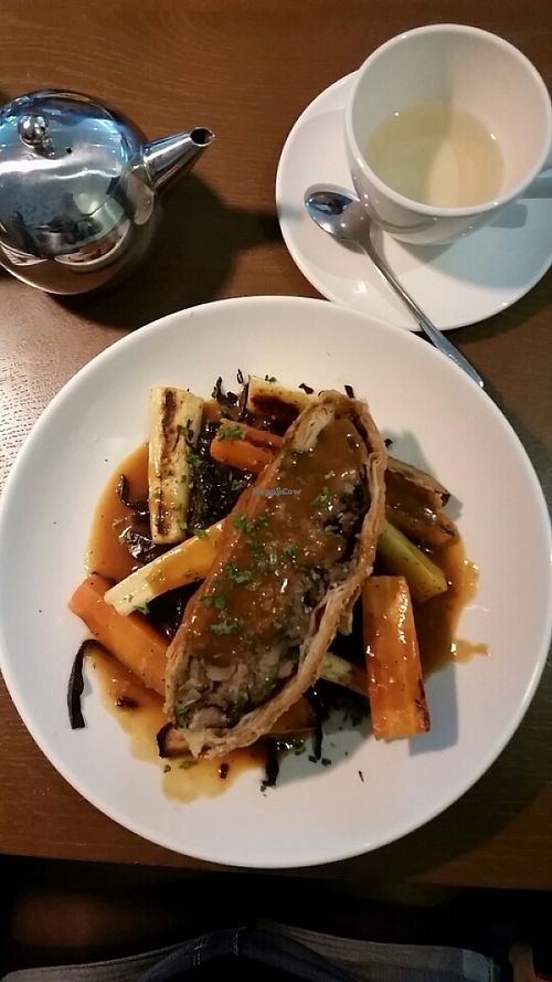 Vegan Wellington with roast veg and gravy at Mildreds - Camden in North West London