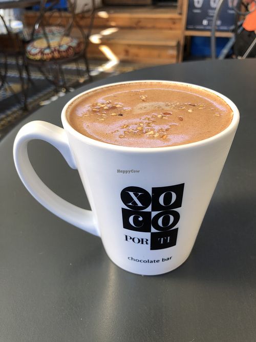 Hazelnut hot chocolate with rice milk at Xoco Por Ti in Santiago