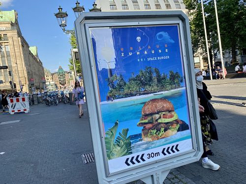 ad outside at Space Burger in Dusseldorf