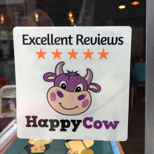 Happy Cow Sticker at True Coffeehouse in Newcastle Upon Tyne