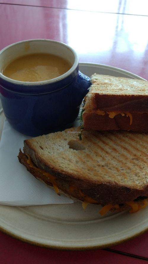 toastie with soup at True Coffeehouse in Newcastle Upon Tyne