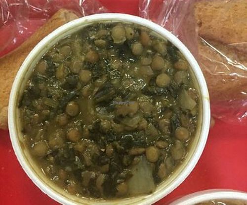 spinach lentil soup at Darn Good Soup in Bloomington