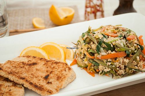 Seitan  milanesas with vegetables - VEGAN

Copyright by Sabia Cocina at Sabia Cocina in Buenos Aires