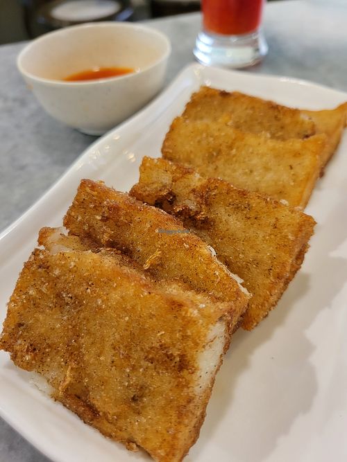 Turnip cake at Tien Sing Vegetarian in Bandar Seri Begawan