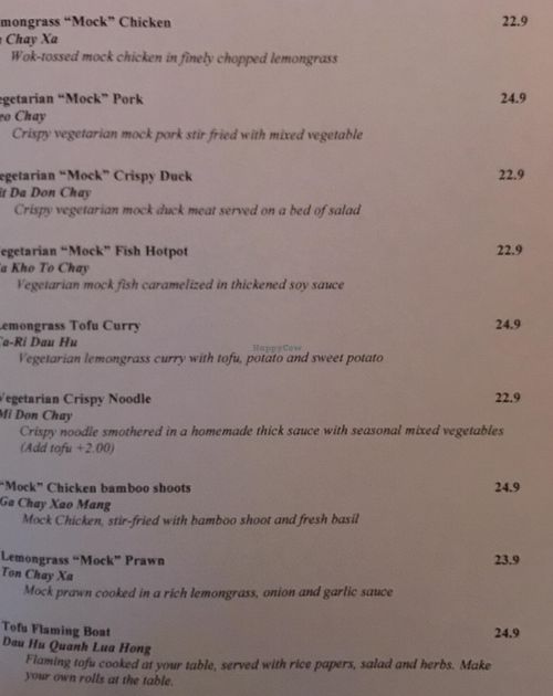 Menu 2 at Bay Hong in Darlinghurst