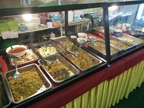 Buffet. 30 bath for brown rice and three choices. at Naphat Vegetarian in Chiang Mai