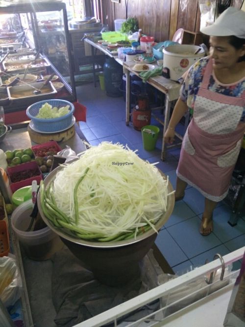 spicey raw papaya salad! at Naphat Vegetarian in Chiang Mai