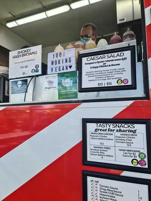 New salad and hash browns at Woking Amazing in Northcote