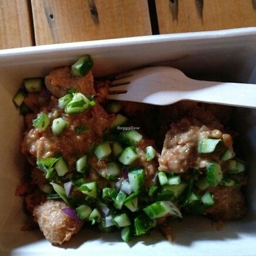 Popcorn chicken with satay  at Woking Amazing in Northcote