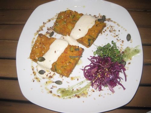Vegetable cake dish at Nehuen Tasca Vegana in Valencia