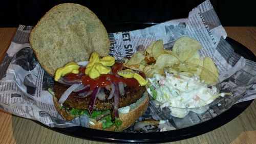 Veggie burguer with onion at Parkcafe - Schiphol Airport in Amsterdam