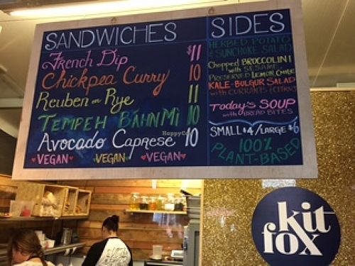 The menu at Kit Fox at the Hall in San Francisco