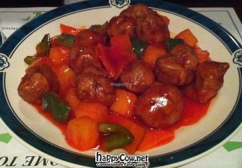 Sweet and Sour Chicken w/ wheat chicken instead of soy - Veggie Heaven at Veggie Heaven in Montclair