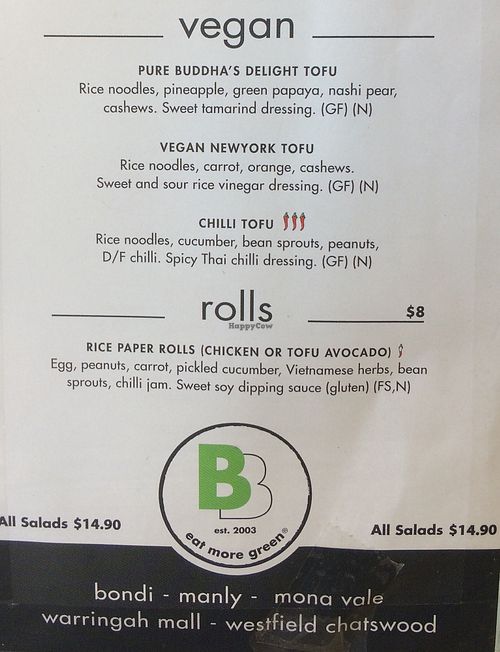 Vegan noodle salads  at Eat More Green - Banana Blossom in Bondi Beach