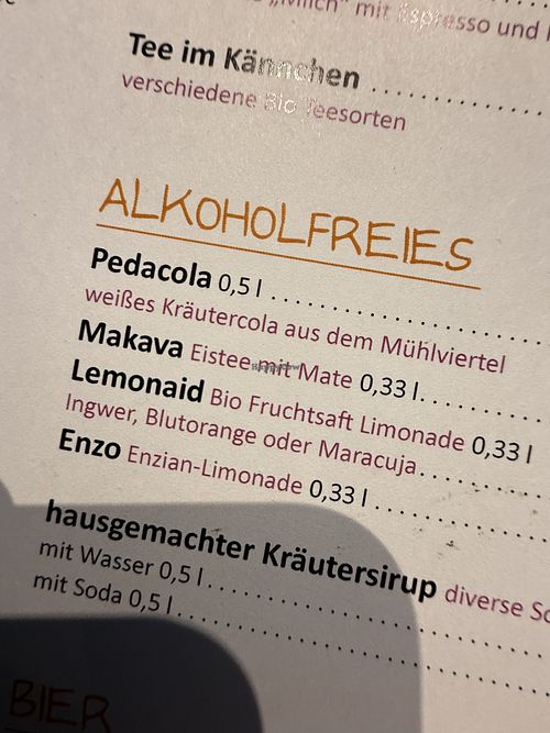 menu  at GustaV in Salzburg