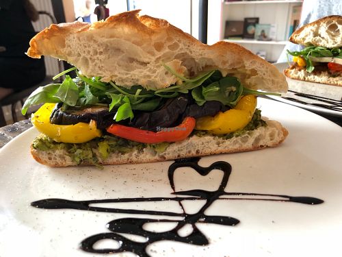 Vegan sandwich with fresh vegetables  at GustaV in Salzburg