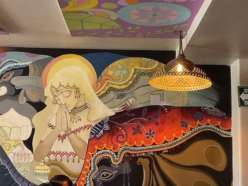 Painting on the wall in the restaurant   at Punjabi Indian Cuisine in Tijuana