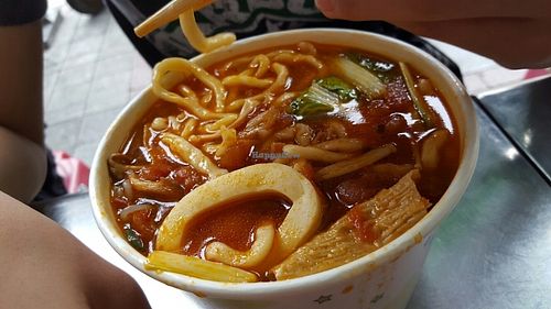 NT100 Tomatoes soup with Japanese Noodles. Plenty of ingredients. Slightly spicy & a bit oily. Noodles r smooth & chewy. at Xiang Guang  in Taipei