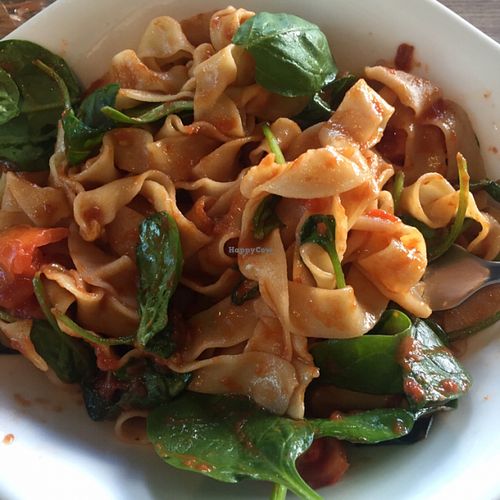 pomodoro on tagliatelle with added spinach at Vapiano in Mount Gravatt