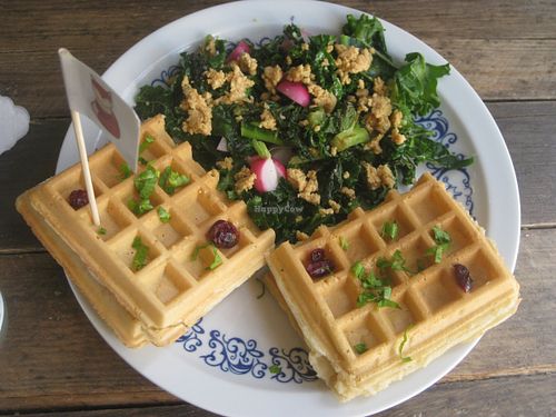 Savoury waffles at Misa Lisa Mega Vegan in Poznan