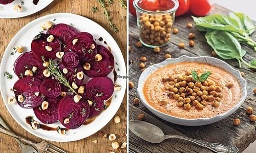 Beetroot and garlic salad and chick pea soup  at The Prohibition Lounge in East London