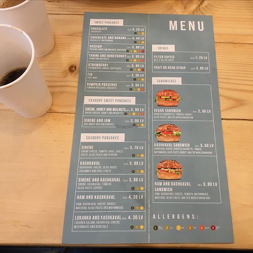 English menu at Pancakes by Harmonica in Sofia