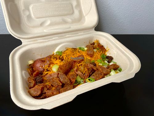 “veggie potatoes plus” minus mushrooms (takeout) at Blue Star Cafe & Pub in Seattle