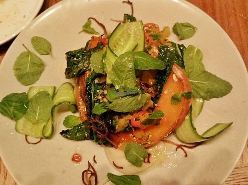 Thai pumpkin, lima bean puree, pistachios at Miss Kaplan in Tel Aviv