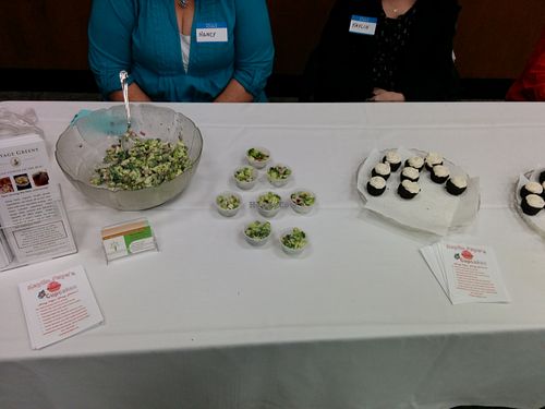 Mini cupcakes, and broccoli salad samples from Cottage Greens at Vegan Society of PEACE potluck. at Cottage Greens in Katy