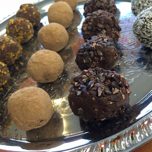 Raw vegan energy bites freshly made! at Fresh Squeeze in Otsego