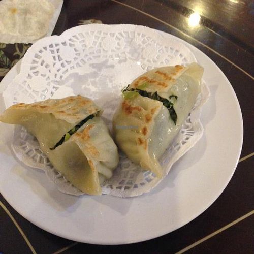 Pan-fried meat dumpling (2 of 3 pieces remaining) at Nature's Vegetarian 天然素食馆 - Bangsar Baru in Kuala Lumpur