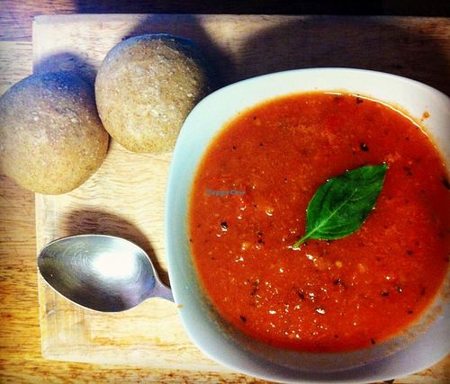 VEGAN TOMATO SOUP
 at Vieja Varsovia in Queretaro