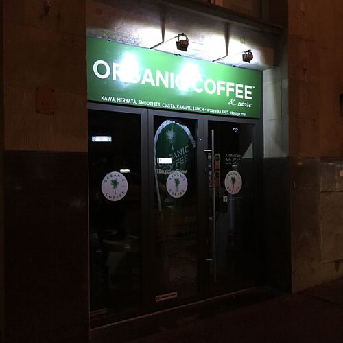 outside at night  at Organic Coffee - Pl Konstytucji in Warsaw