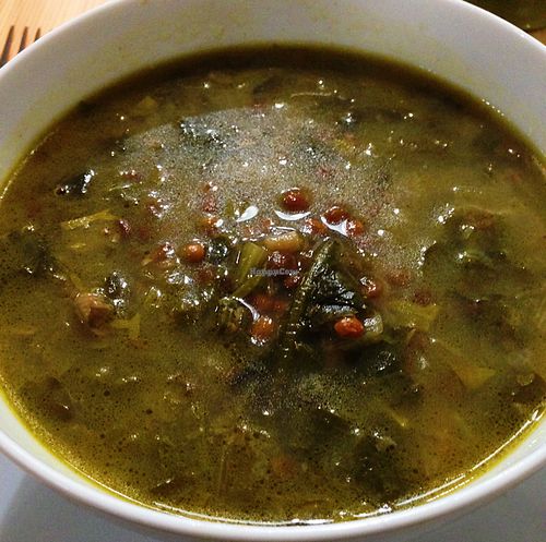 kale lentil soup at A Factoria Verde in A Coruna