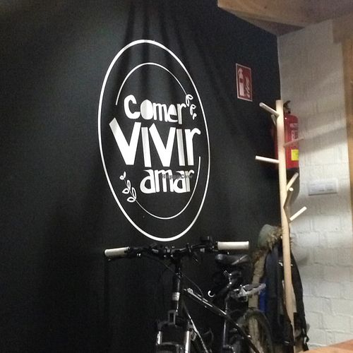 restaurant wall at A Factoria Verde in A Coruna